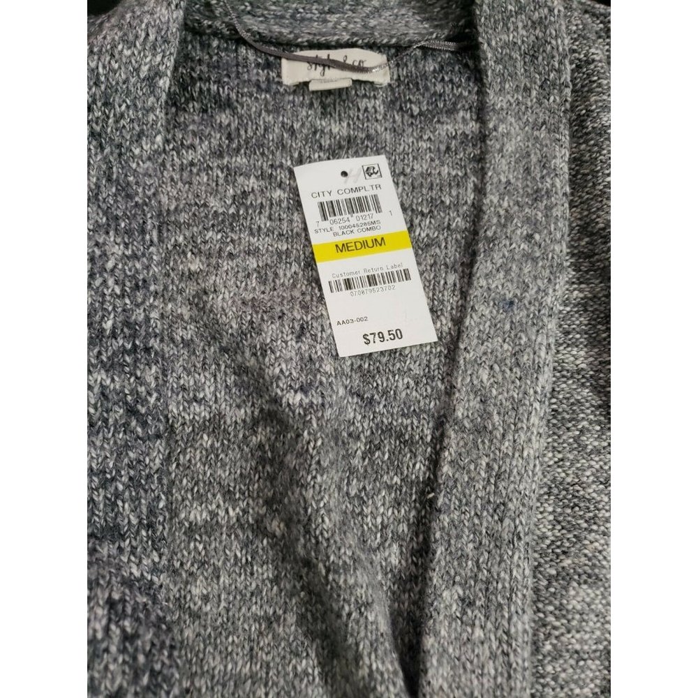 Style & Co Women's Ombre Open-Front Cardigan Sweater Black Combo Size M Medium - Picture 5 of 5